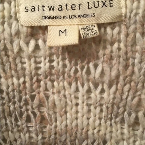 Saltwater LUXE Cream Knit Slouchy Open Cardigan Size Medium - Picture 4 of 5